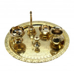 KAPITA Brass Embossed Puja Thali Set 10.5" Inch