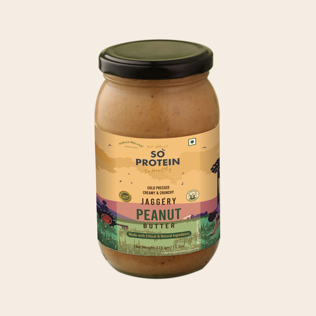 So Protein Natural Creamy And Crunchy Jaggery Peanut Butter 375gm