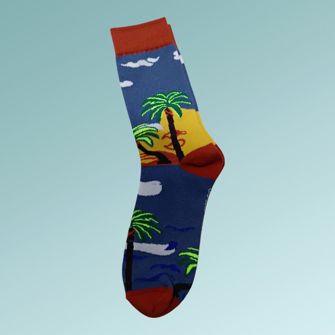 Beach Socks – Cotton Knitted Unisex Crew Socks for Men & Women – Chill Coastal Design for Summer Feel | Bunaayi
